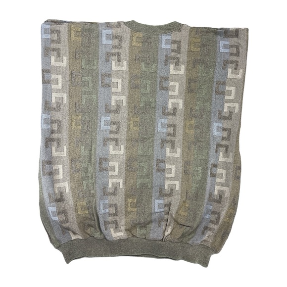 Vintage earth tone 90s abstract print chunky knit sweater Size L - Picture 4 of 5